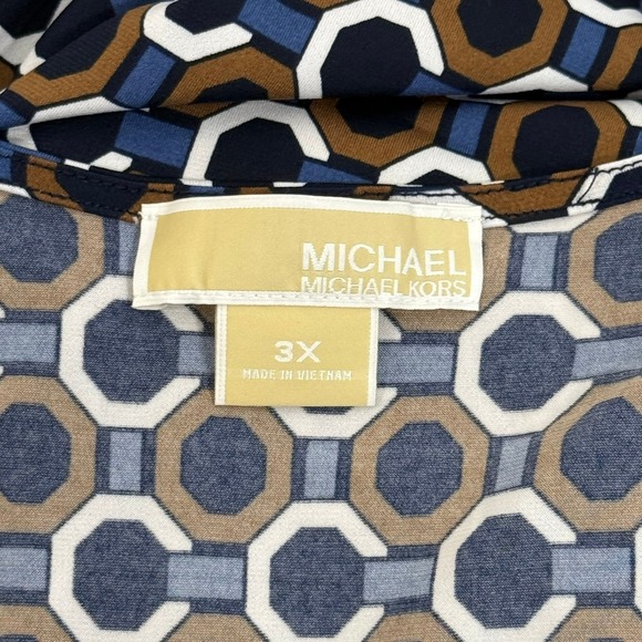 Michael Kors Sleeveless Top‎ Size 3x Geometric Print Zipper Detail - Picture 3 of 8